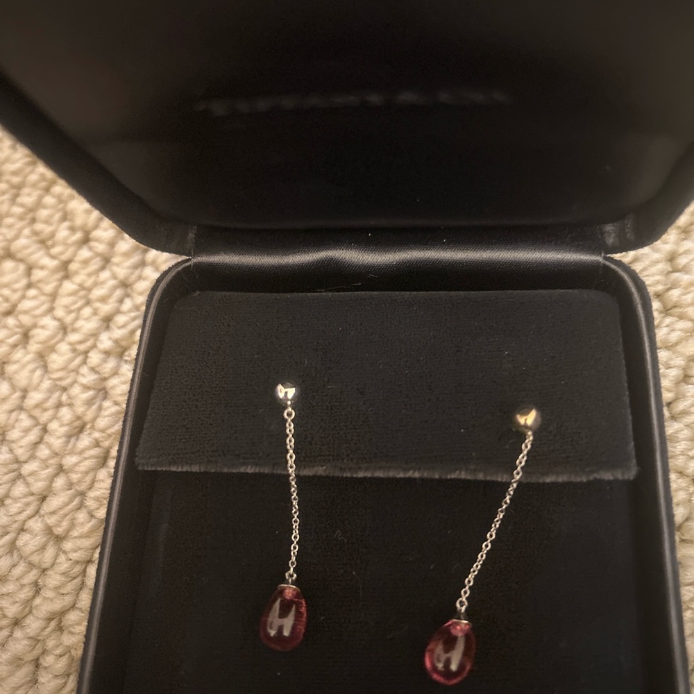 Tiffany & Co 18k white gold  Tourmaline  Drop Earrings